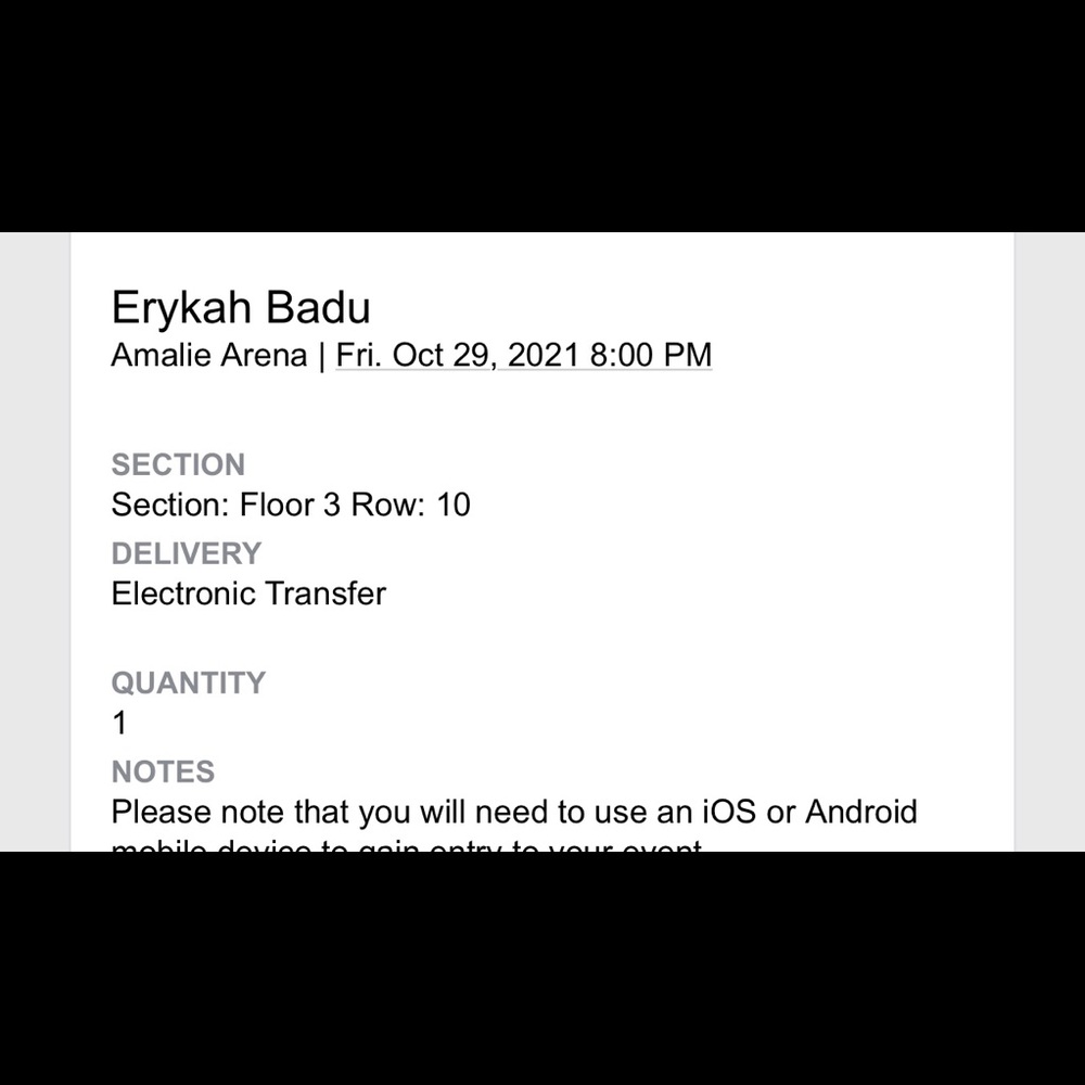 ERYKAH BADU TICKETS FLOOR SEAT